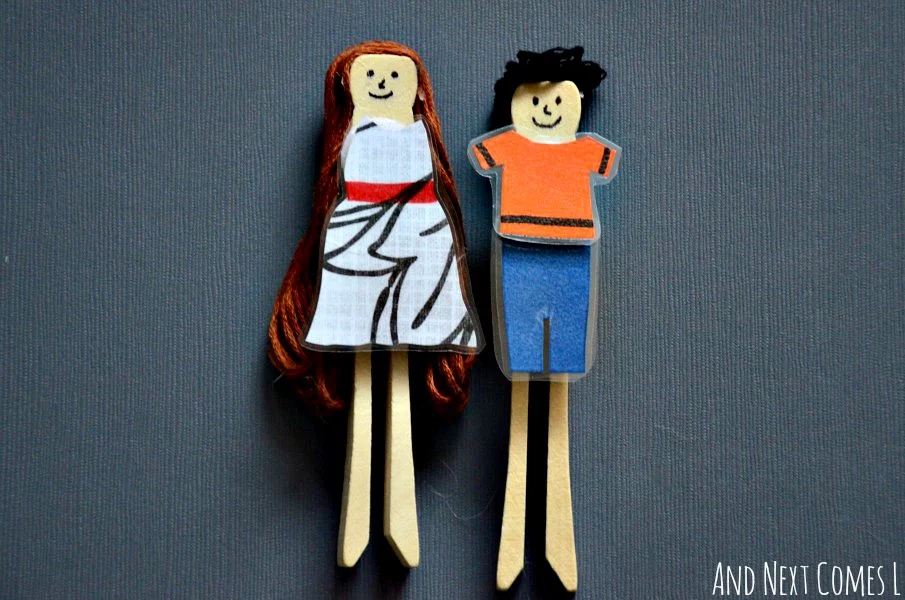 DIY dress up peg dolls {homemade toys for kids} from And Next Comes L