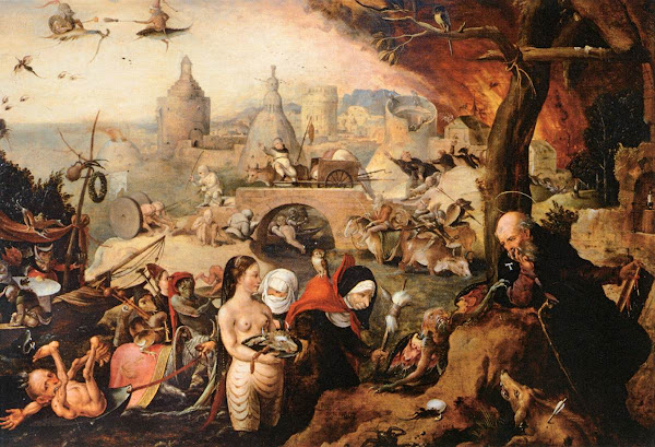 The Temptation of Saint Anthony by Pieter Huys, Macabre Paintings, Horror Paintings, Freak Art, Freak Paintings, Horror Picture, Terror Pictures