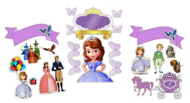 Sofia the First Birthday Free Printable Cake Toppers.