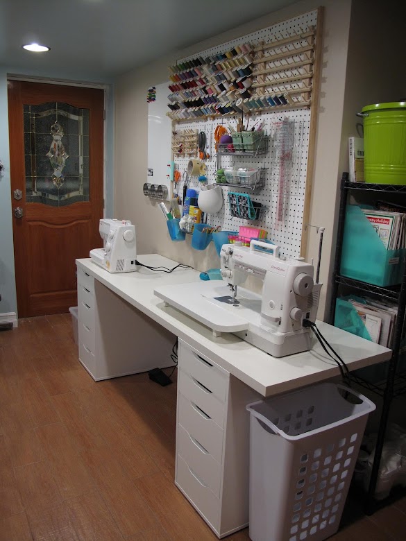 Craft Room Setup - Pin on Home + Decor : The stone buffet counter doubles as a durable workspace while a tall swivel chair can be used as a crafting chair or extra dining room seating.