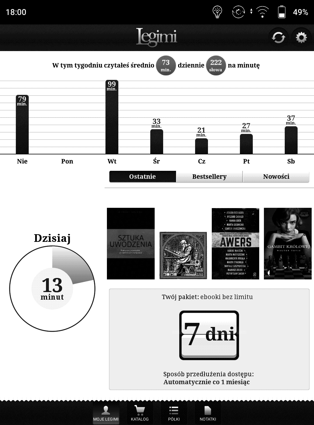 Onyx Boox Poke 3 – wyszukiwanie e-booków w aplikacji Legimi