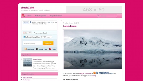 SimpleXPink Blogger Templates