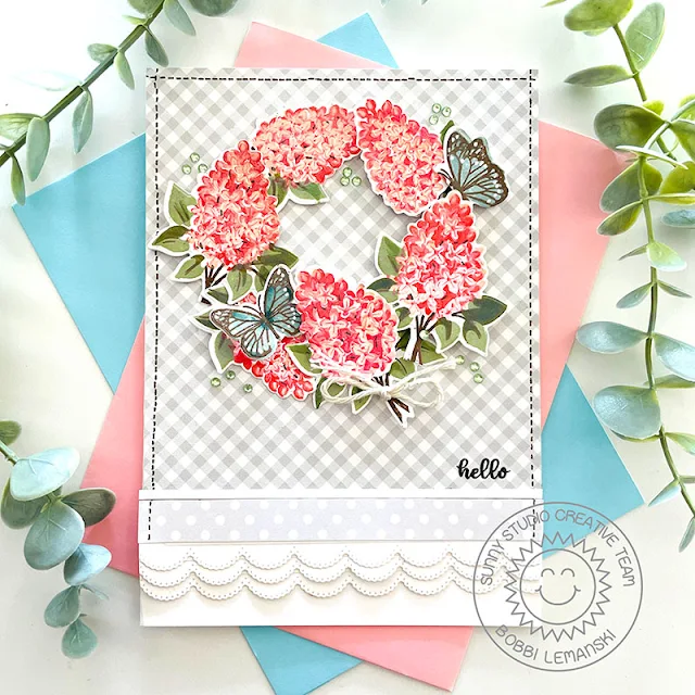 Sunny Studio Stamps: Lovely Lilacs & Watering Can Dies Card by Bobbi Lemanski (featuring Frilly Frame Dies)