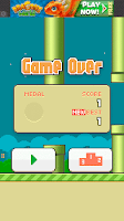 Flappy bird - scena z gry - ekran końcowy