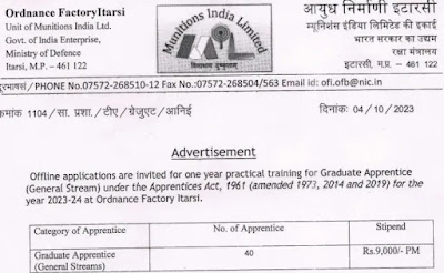 OF Itarsi Graduate Apprentice 2023
