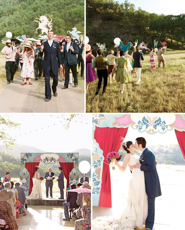 wedding on a stage with parade