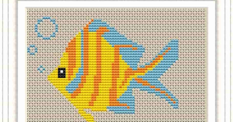 Fish 8 Free and easy printable cross  stitch pattern 