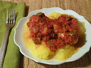 Plate of Chicken Cacciatore with Spaghetti Squash