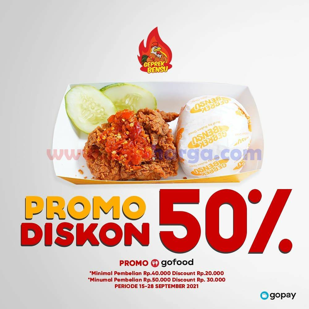 Geprek Bensu Promo Diskon 50% via GOFOOD