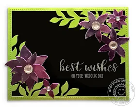 Sunny Studio Stamps: Botanical Backdrop Best Wishes Metallic Flower Wedding Card by Mendi Yoshikawa