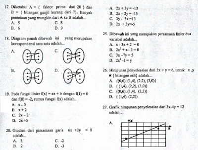 Download contoh prediksi soal latihan Soal PAS UAS Matematika Kelas 8 Semester 1 Kurikulum 2013 Revisi 2018