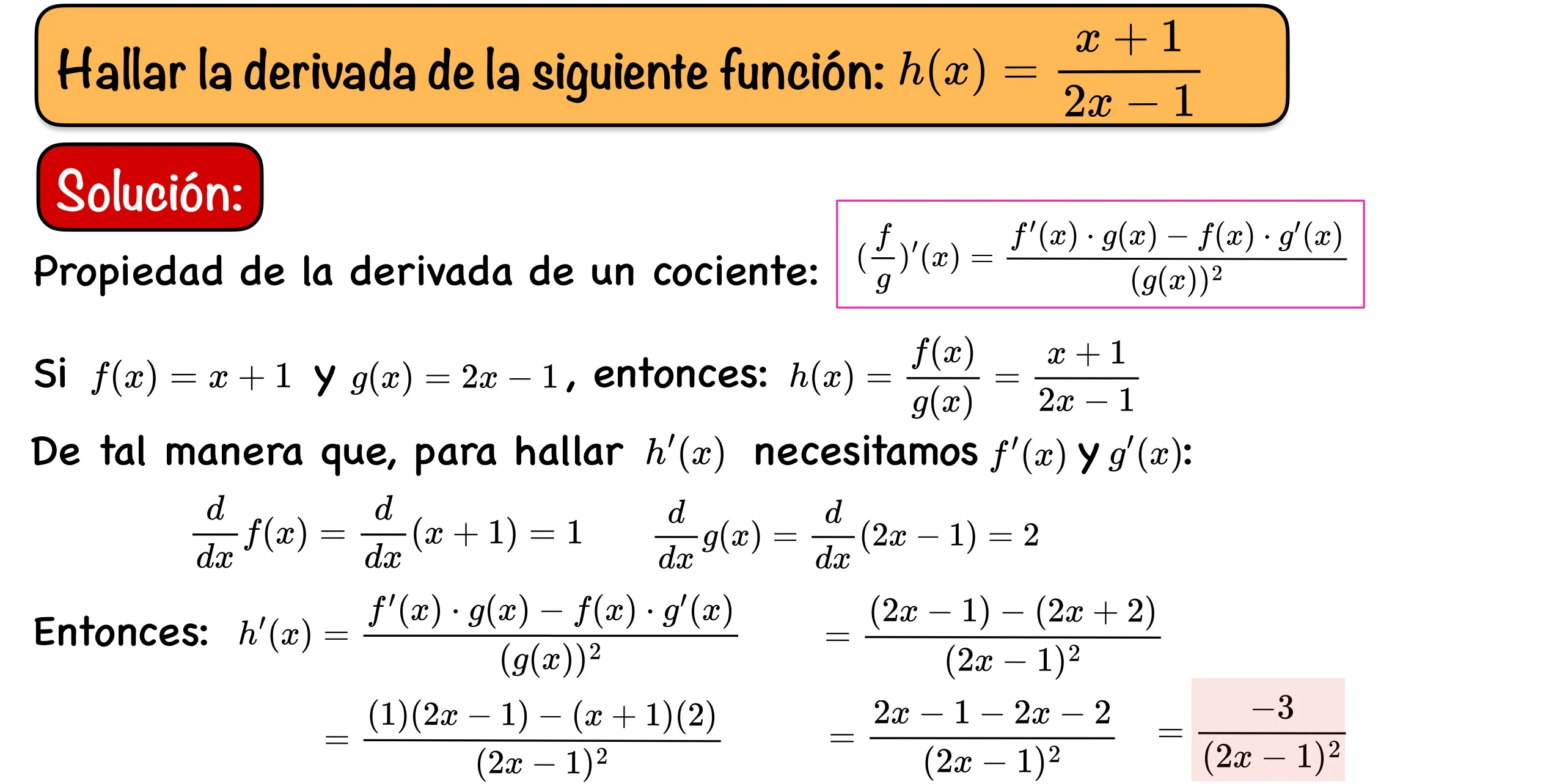 Derivada de un cociente