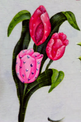 pintura em tecido tulipas pintadas em estilo folk