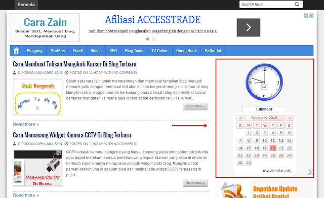 Cara Memasang Widget Jam Dan Kalender Di Blog Terbaru