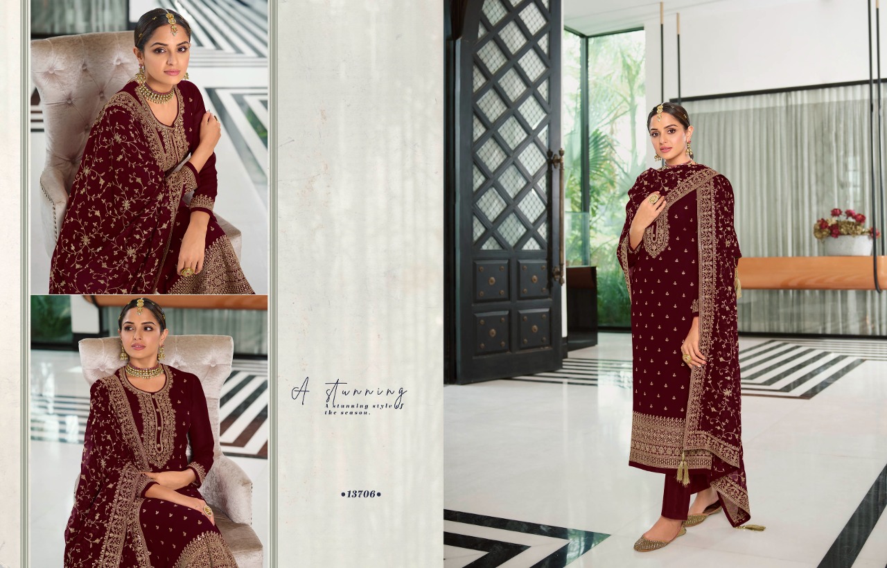 Khwaish Vol 2 Zisa Georgette Sequence Work Pant Style Suits