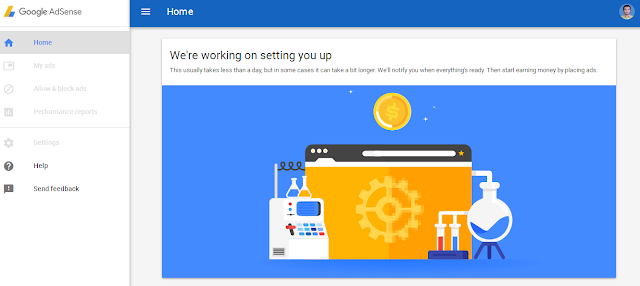 Google Adsense Notification : We're Working On Setting You Up