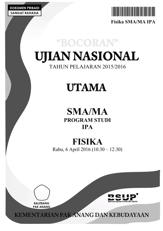 Bocoran Soal UN Fisika SMA 2016