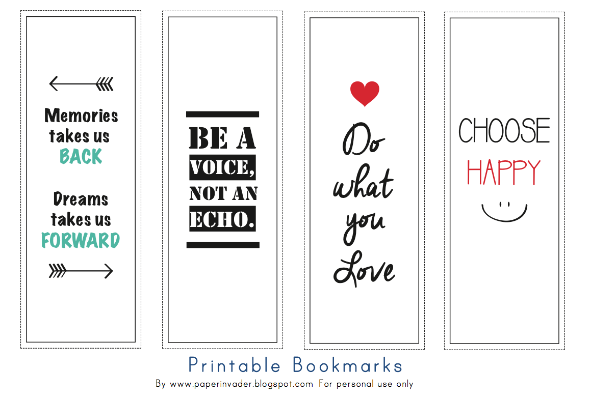 paper invader free printable bookmarks quotes