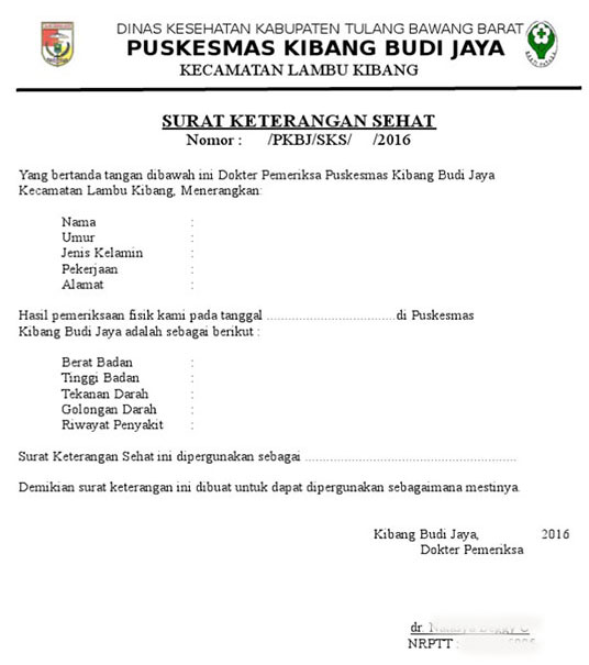 Cara Membuat Surat Keterangan Sehat Untuk Melamar Kerja Bagi Contoh Surat