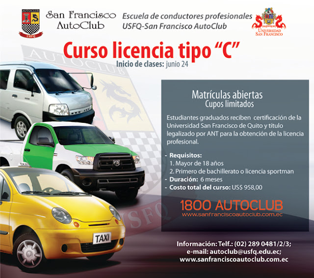 Matrículas abiertas para los cursos de licencia tipo "C" en el San Francisco AutoClub