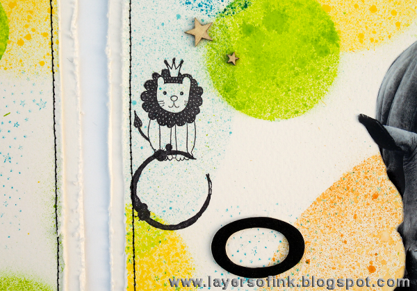 Layers of ink - Easy Misted Animal Banner tutorial by Anna-Karin using Sizzix Big Shot Plus dies and Distress Spray Stains.