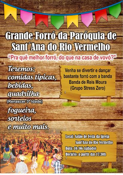 No sábado(10) vai rolar o Forró da Paróquia!