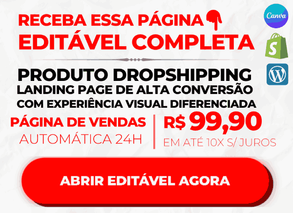 Landing Page Shopify Canva Editável Wordpress Dropshipping Produtos Brasil