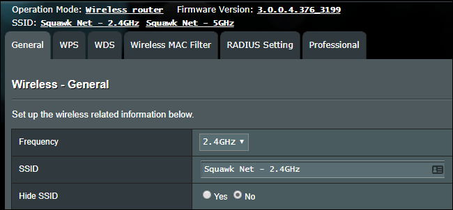 إعدادات Wi-Fi SSID على جهاز توجيه لاسلكي