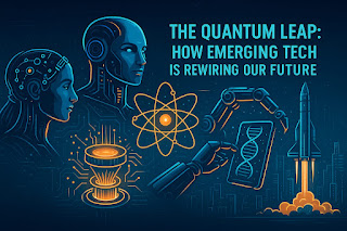 "Futuristic concept of 2025 technology showing AI, wearable devices, and quantum computing."
