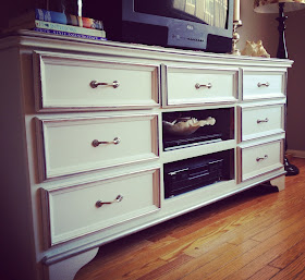 white and silver tv entertainment console dresser diy