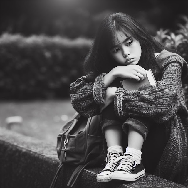 A cute girl in depression image