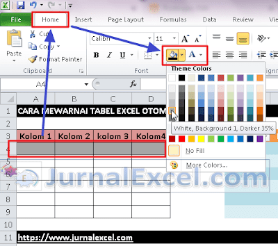 Cara Mewarnai Tabel di Excel Manual - JurnalExcel.com