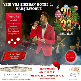Şirehan Hotel Gaziantep Yılbaşı Programı 2023 Menüsü