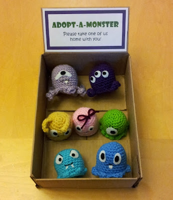 Crochet monster plushie for adopt-a-monster party favors 