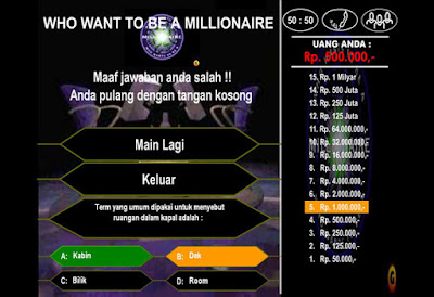 Who Wants to Be a Millionaire game over