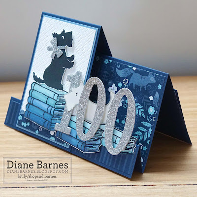 Handmade 100th birthday card faux centre step fancy fold card - by Diane Barnes - colourmehappy - cardmaking - stamping - stampinupcards