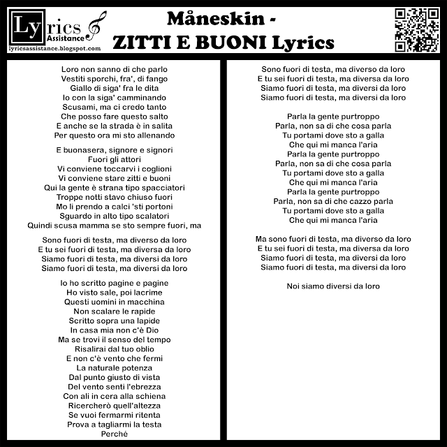 Måneskin - ZITTI E BUONI Lyrics | lyricsassistance.blogspot.com