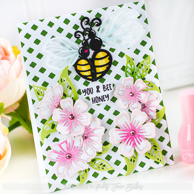 Bee, Honey, Punny, Card, Picket Fence Studios,how to, hand made card, Stamps, stamping, die cutting, card making, ilovedoingallthingscrafty, Nature's Wonderland Release, Paper Pouncers