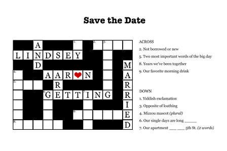 Crossword Puzzles on Save The Date  Crossword Puzzle   Party Papers