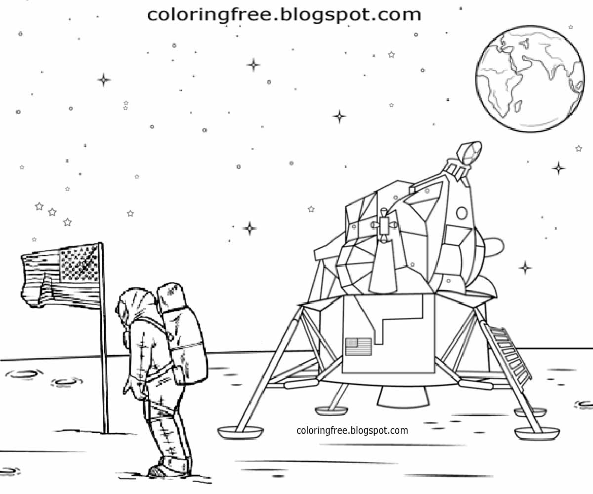 National Aeronautics and Space Administration astronauts mission to moon coloring pages for collages