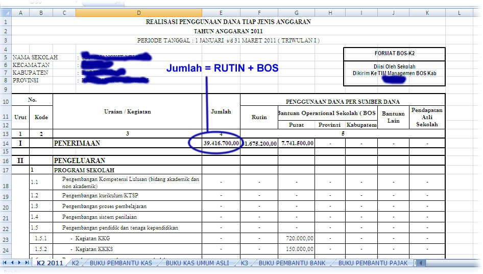 Contoh Buku Kas Umum Sekolah  Service Laptop