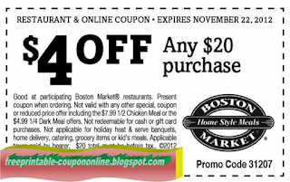 Free Printable Boston Market Coupons