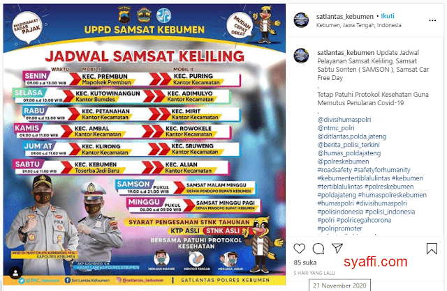 Jadwal dan Persyaratan Membayar Pajak di Samsat Keliling Kabupaten Kebumen Terbaru