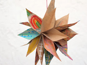 artsy paper bag stars - a great way to showcase children's artwork!
