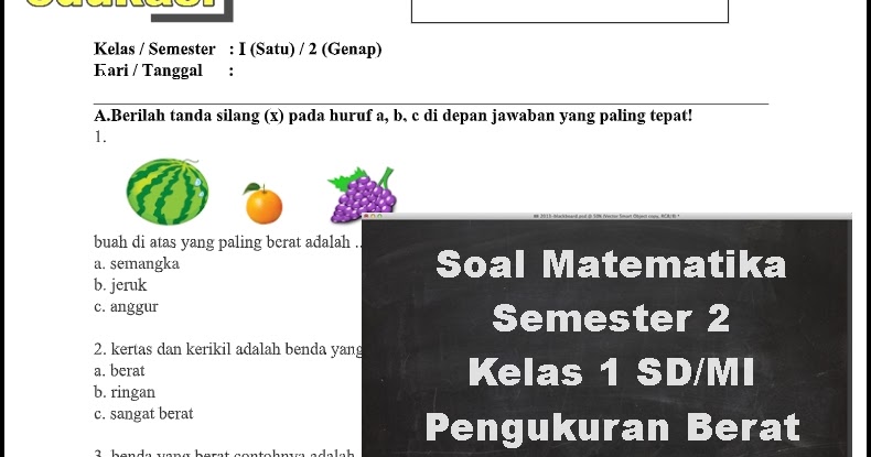 Soal Ulangan Harian Kelas 1 Matematika Pengukuran Berat 