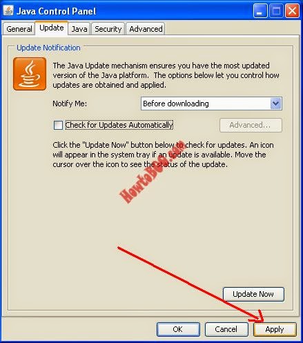 How to disable java updates and java update notification