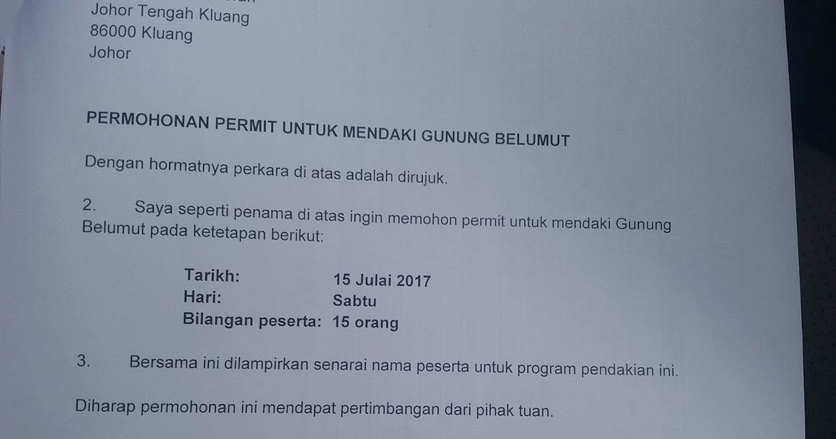 Surat Rasmi Contoh Surat Permohonan Permit Polis