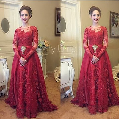  Kebaya Panjang Merah Cantik Inspirasi Kebaya Modern 