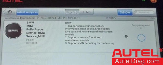 Autel MP808TS BMW  Software Download Failed Error  03