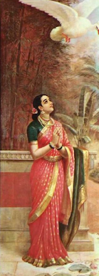 Swan messenger painting Raja Ravi Varma